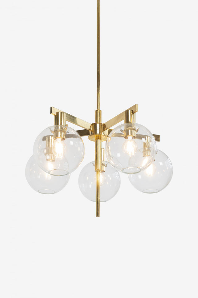 Hans-Agne Jakobsson Five Globe Pastoral Chandelier, c. 1965