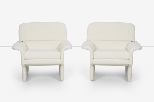 Vladimir Attributed Pair of Lounge Chairs and Ottomans, c. 1985