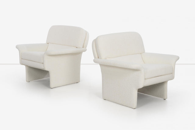 Vladimir Attributed Pair of Lounge Chairs and Ottomans