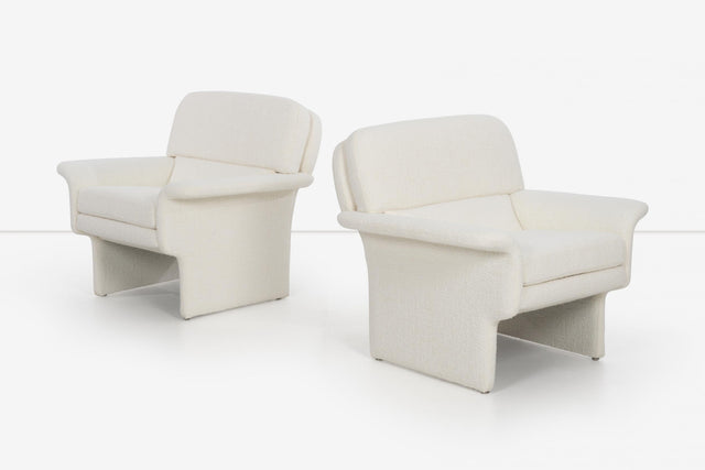 Vladimir Attributed Pair of Lounge Chairs and Ottomans, c. 1985