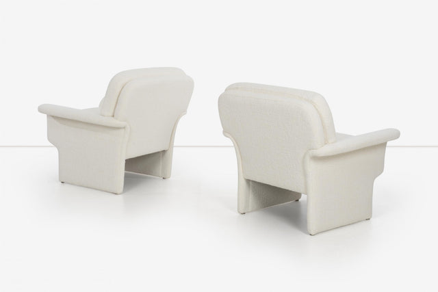 Vladimir Attributed Pair of Lounge Chairs and Ottomans, c. 1985