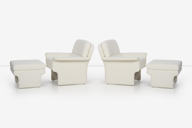 Vladimir Attributed Pair of Lounge Chairs and Ottomans, c. 1985