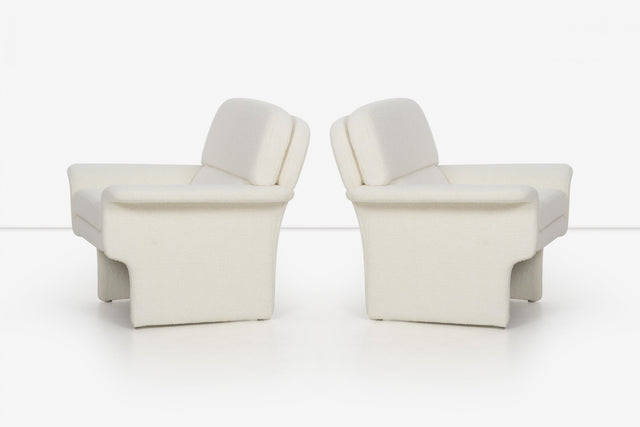 Vladimir Attributed Pair of Lounge Chairs and Ottomans, c. 1985