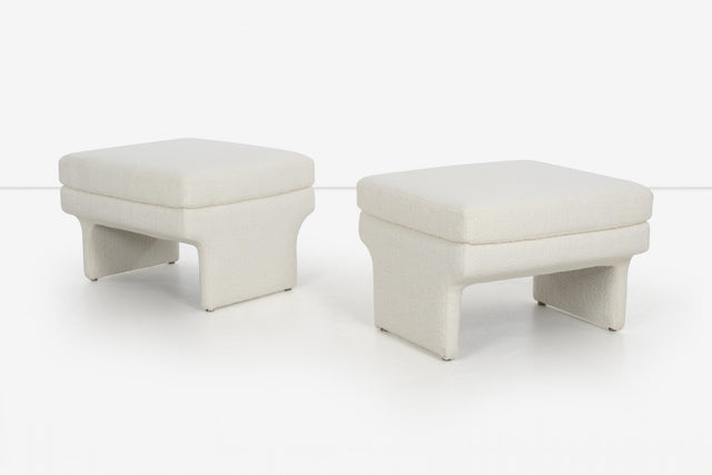 Vladimir Attributed Pair of Lounge Chairs and Ottomans, c. 1985