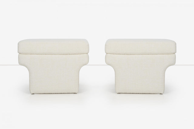 Vladimir Attributed Pair of Lounge Chairs and Ottomans, c. 1985