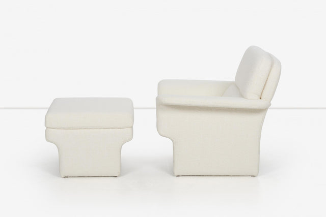 Vladimir Attributed Pair of Lounge Chairs and Ottomans, c. 1985