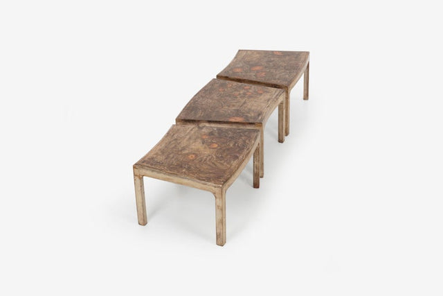 Handcrafted and Painted Max Kuehne Coffee Tables Set of Three