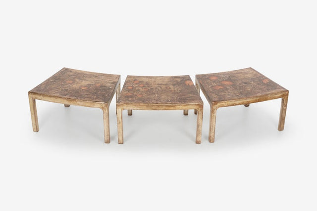 Handcrafted and Painted Max Kuehne Coffee Tables Set of Three