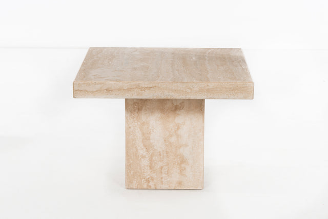 Willy Rizzo Style Travertine Side Table