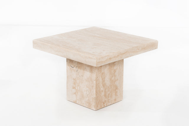 Willy Rizzo Style Travertine Side Table