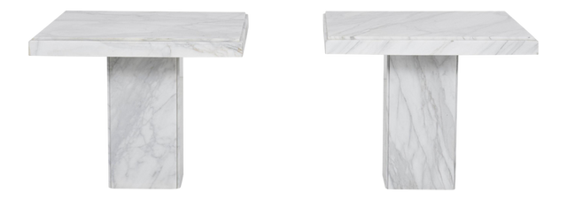 Pair of Carrara Marble End Tables