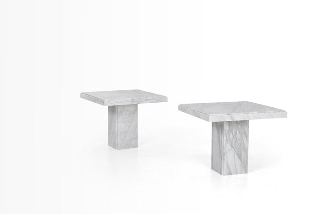 Pair of Carrara Marble End Tables