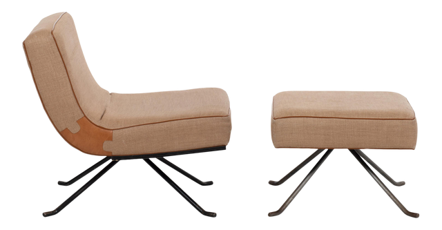 Ligne Roset Style Lounge Chair and Ottoman