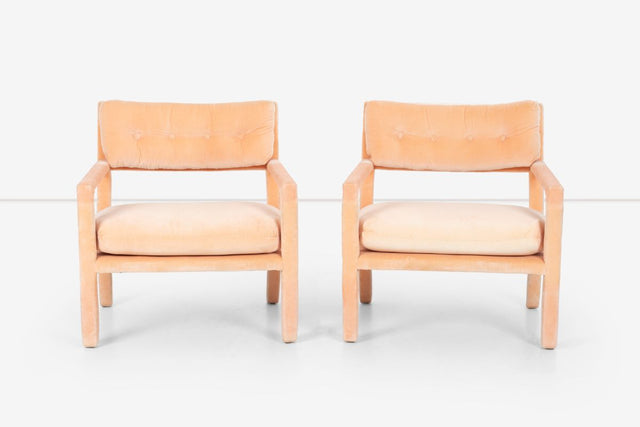 Pair of Milo Baughman Parsons Style Pull-Up Lounge Chairs