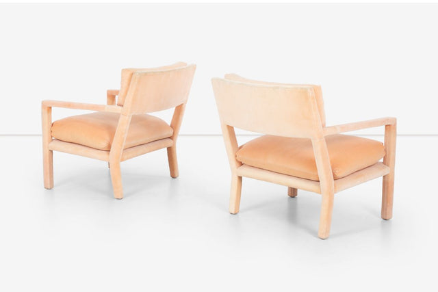 Pair of Milo Baughman Parsons Style Pull-Up Lounge Chairs