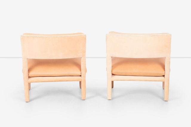Pair of Milo Baughman Parsons Style Pull-Up Lounge Chairs