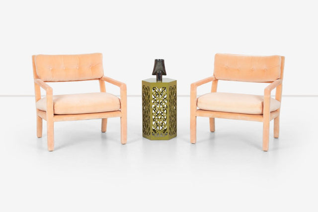 Pair of Milo Baughman Parsons Style Pull-Up Lounge Chairs