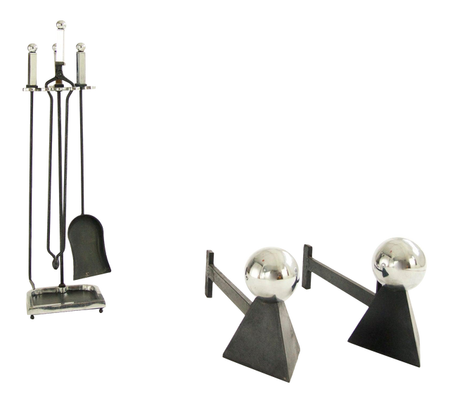 Samuel Marx Andirons and Fireplace Tools