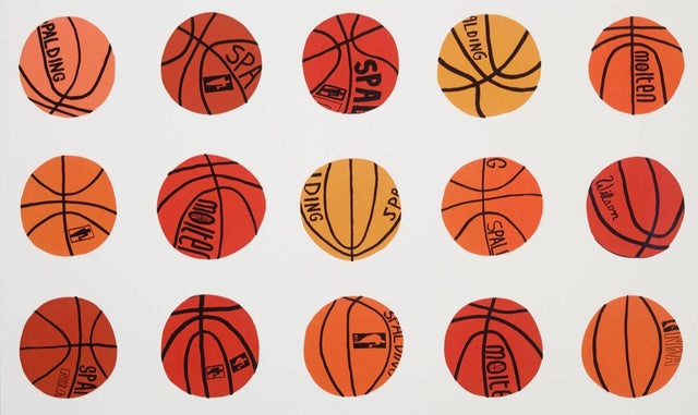 Jonas Wood - Basketball Wallpaper Panel Lever House Exhibition, 2013