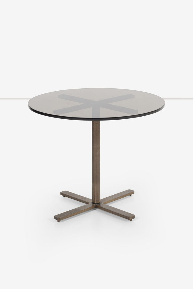 Nicos Zographos Bronze Base End Table with Glass Top, 1970s
