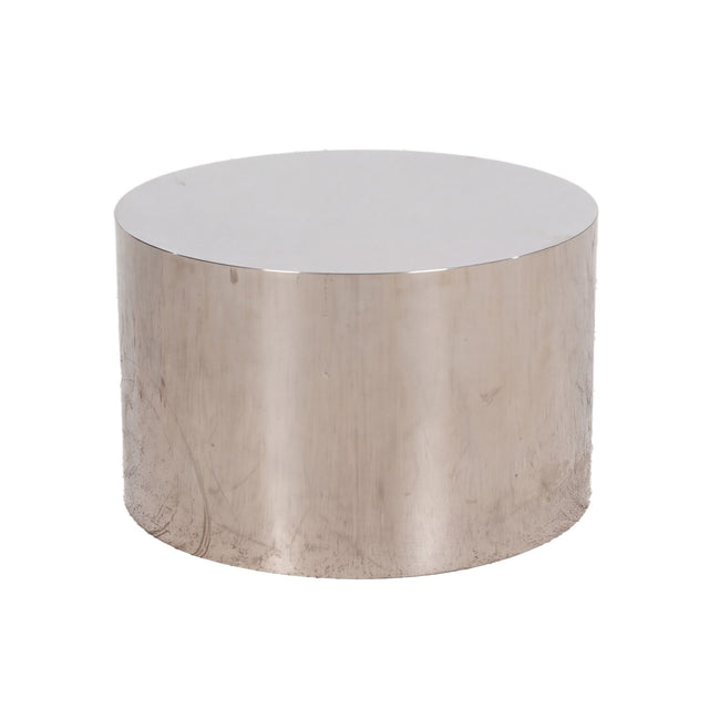 Custom Polished Metal Drum Side Table in the Style of Brueton, 1980