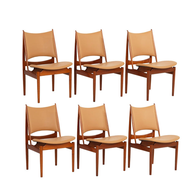 Set of Six Finn Juhl Egyptian Chairs for Niels Vodder, Denmark, 1949
