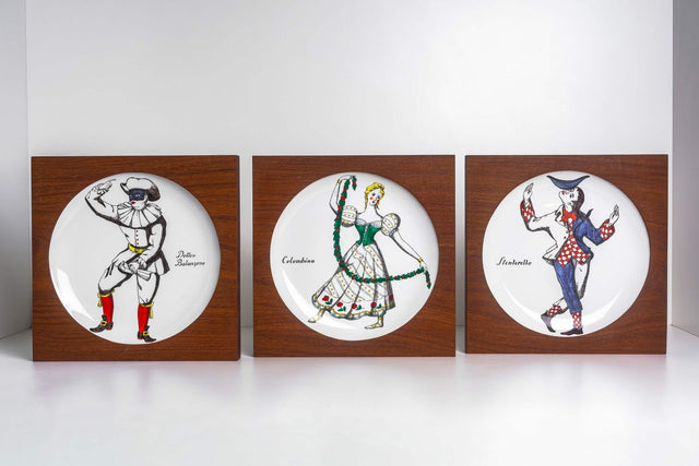 Piero Fornasetti Maschere Italian plates, Set of Three