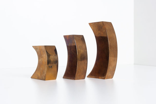 Set of Solid Bronze Candle Holders by Monique Gerber