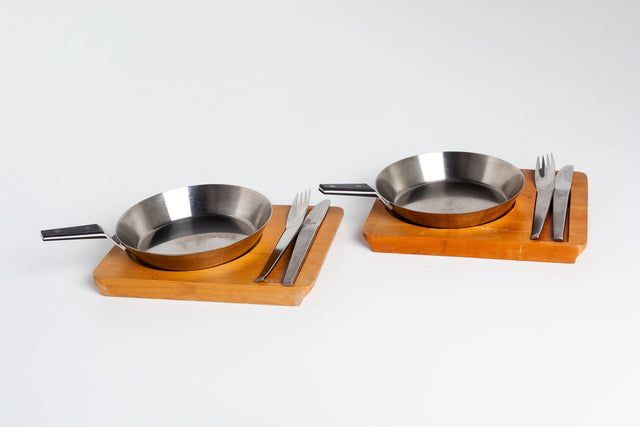 Carl Aubock Tableware Service Tray and Skillet for Two with Amboss 2060 Flatware
