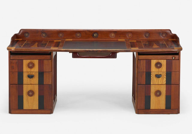 Phillip Lloyd Powell American Craft Custom Double Pedestal Desk, 1955