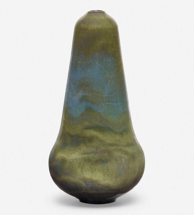 Gertrud and Otto Natzler Rare Mariposa Glaze Vase Form, 1963
