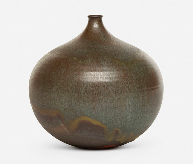 Gertrud and Otto Natzler Round Bottle with Lip, 1967