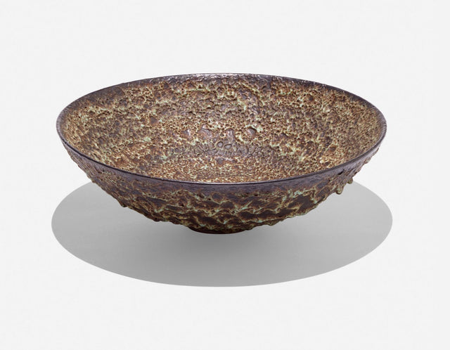 Gertrud and Otto Natzler Pale Green & Black Crater Bowl, 1956 (LACMA Exhibited)