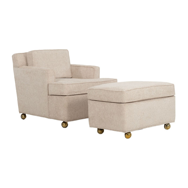 Edward Wormley for Dunbar Lounge Chair and Ottoman on Casters, 1965