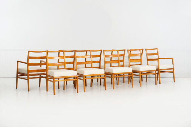 T.H. Robsjohn-Gibbings for Widdicomb, Ladder-Back Dining Chairs, Set of Ten, c. 1955