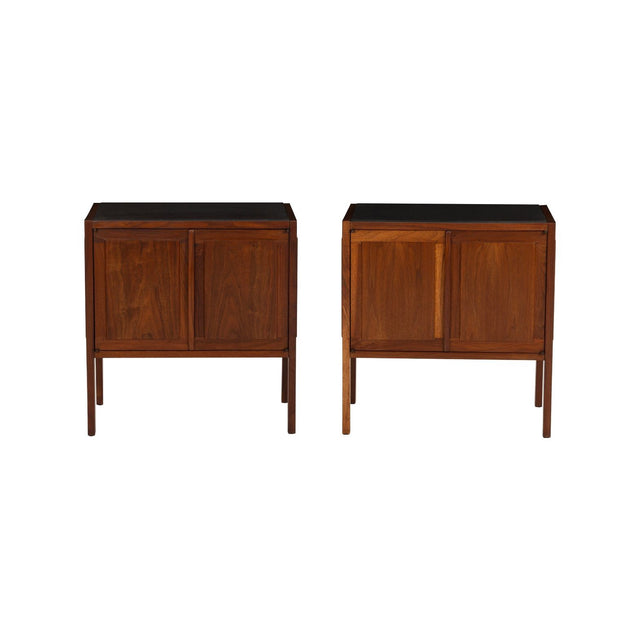 Jack Cartwright for Founders Furniture Walnut and Slate Nightstands, 1960