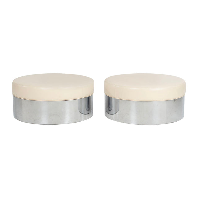 Pair of Pace Style Oversized Architectural Poufs