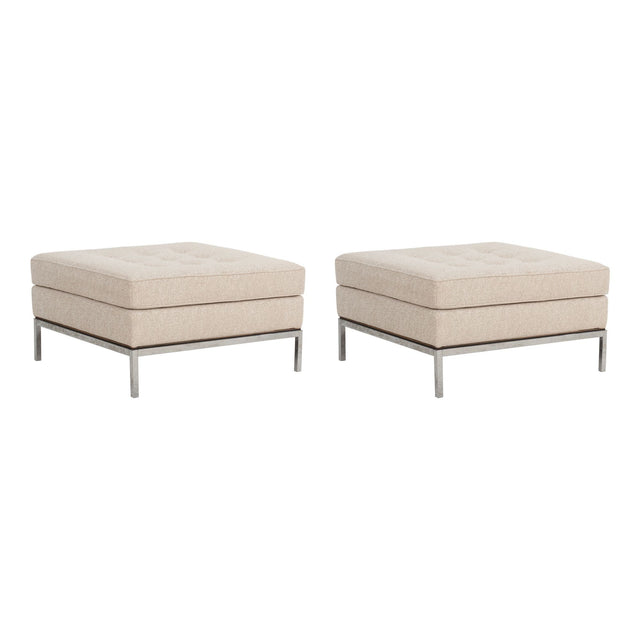 Pair of Florence Knoll Fabric and Steel Ottomans 1965