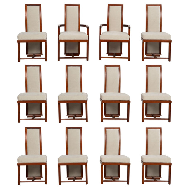 Frank Lloyd Wright for Henredon Set of Twelve Taliesin Dining Chairs