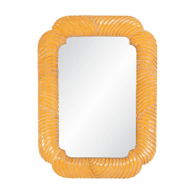 Vintage 1980s Rattan-Wrapped Mirror with Rounded Corners