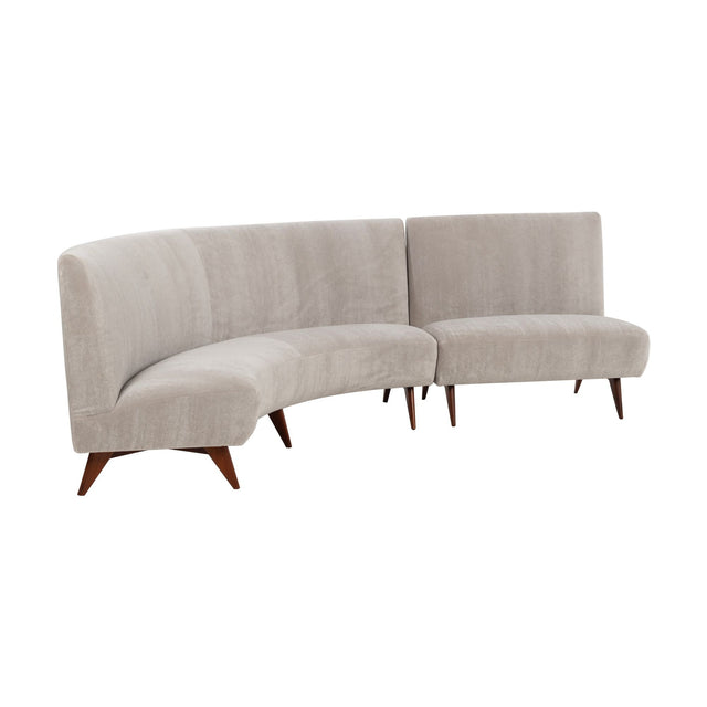 Gio Ponti Style Sectional Sofa by Hisa, Italy – Mohair Upholstery, Walnut Legs