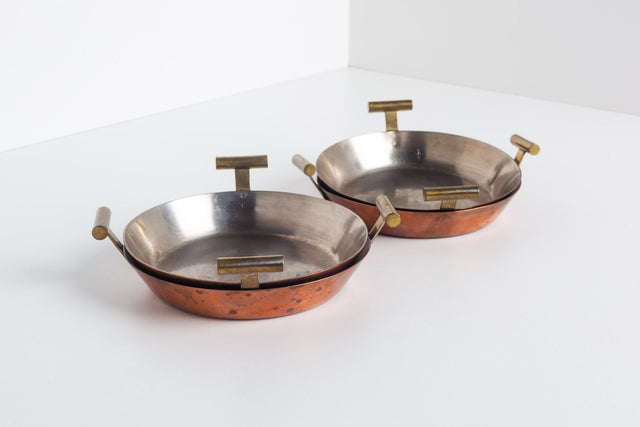 Carl Aubock Steel and Copper Egg Pans, Set of Four