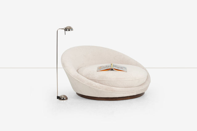 Milo Baughman Style Satellite Chaise in Tan Faux Fur, 1970