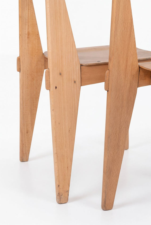 Jean Prouvé, Rare Pair of Chaise Standard Tout Bois, France, circa 1950