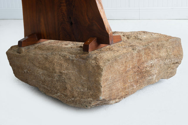 George Nakashima English Walnut Free-Edge Room Divider on Granite Base, 1955
