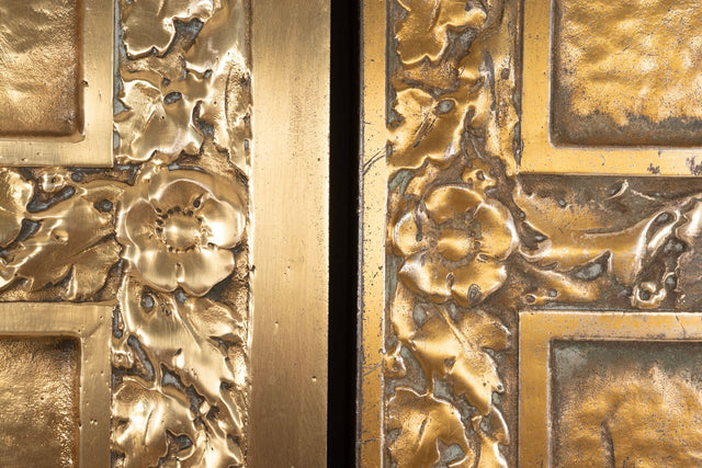 Pair of Brass Architectural Elevator Doors in the style of Louis Sullivan from a Chicago Building 1930c.