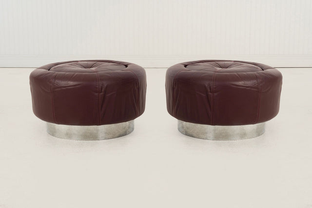Guido Faleschini for Mariani Zator Lounge Chairs & Ottomans Oxblood Leather 1975