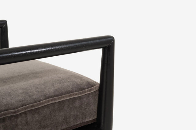 T.H. Robsjohn-Gibbings Black-Frame and Mohair Lounge Chairs