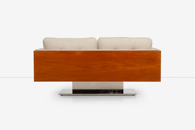 Pair of Warren Platner Sofas in Teakwood for Lehigh Leopold, 1970