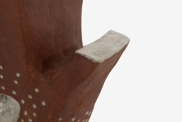 Monumental Leza McVey Surrealist "Eye in Hand" Ceramic Sculpture, 1977